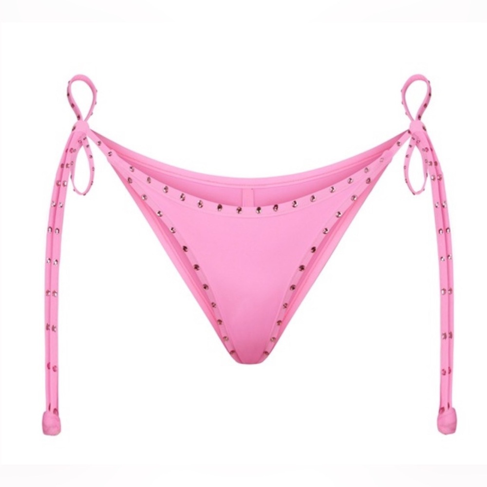 SKIMS Rhinestone Swim Tie Bikini Bottom/ Light Pink 3X (BB-BRF-3184).  NWT.